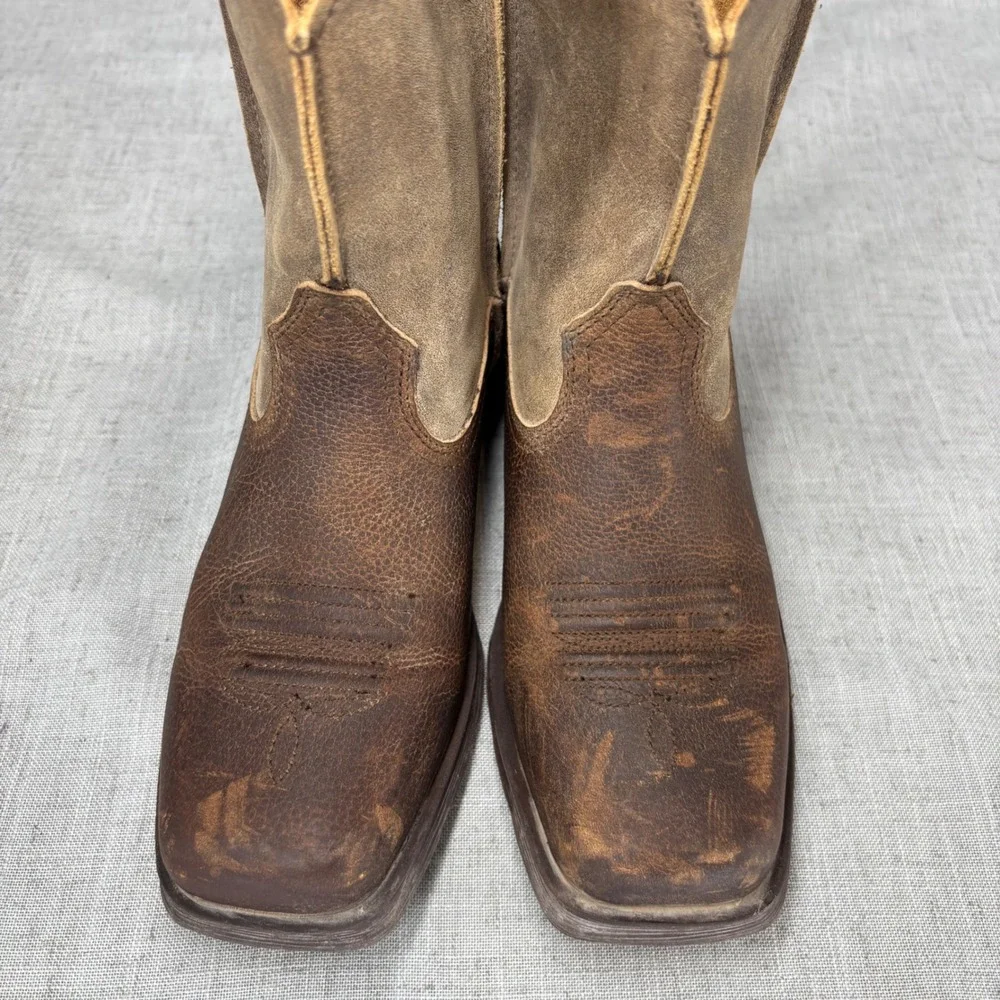 Ariat Rambler Western Boot Brown Leather Square Toe Cowboy Boots Kids Size 2